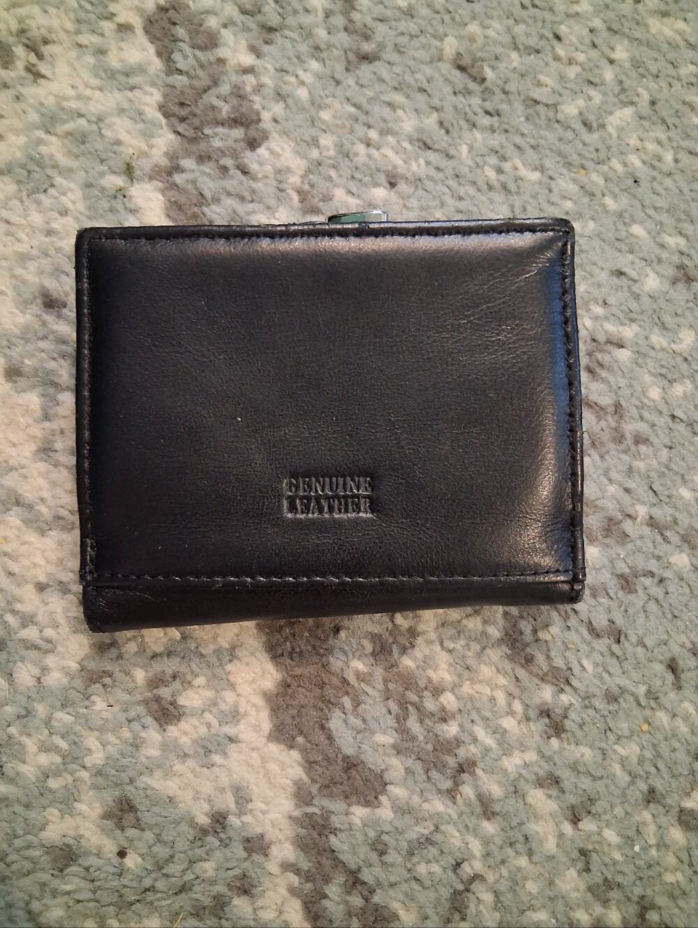 Compact Black Geniune Leather Wallet Money Card And Key Holder